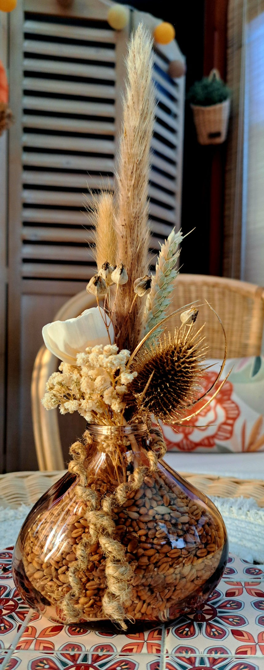 composition florale chardon doré