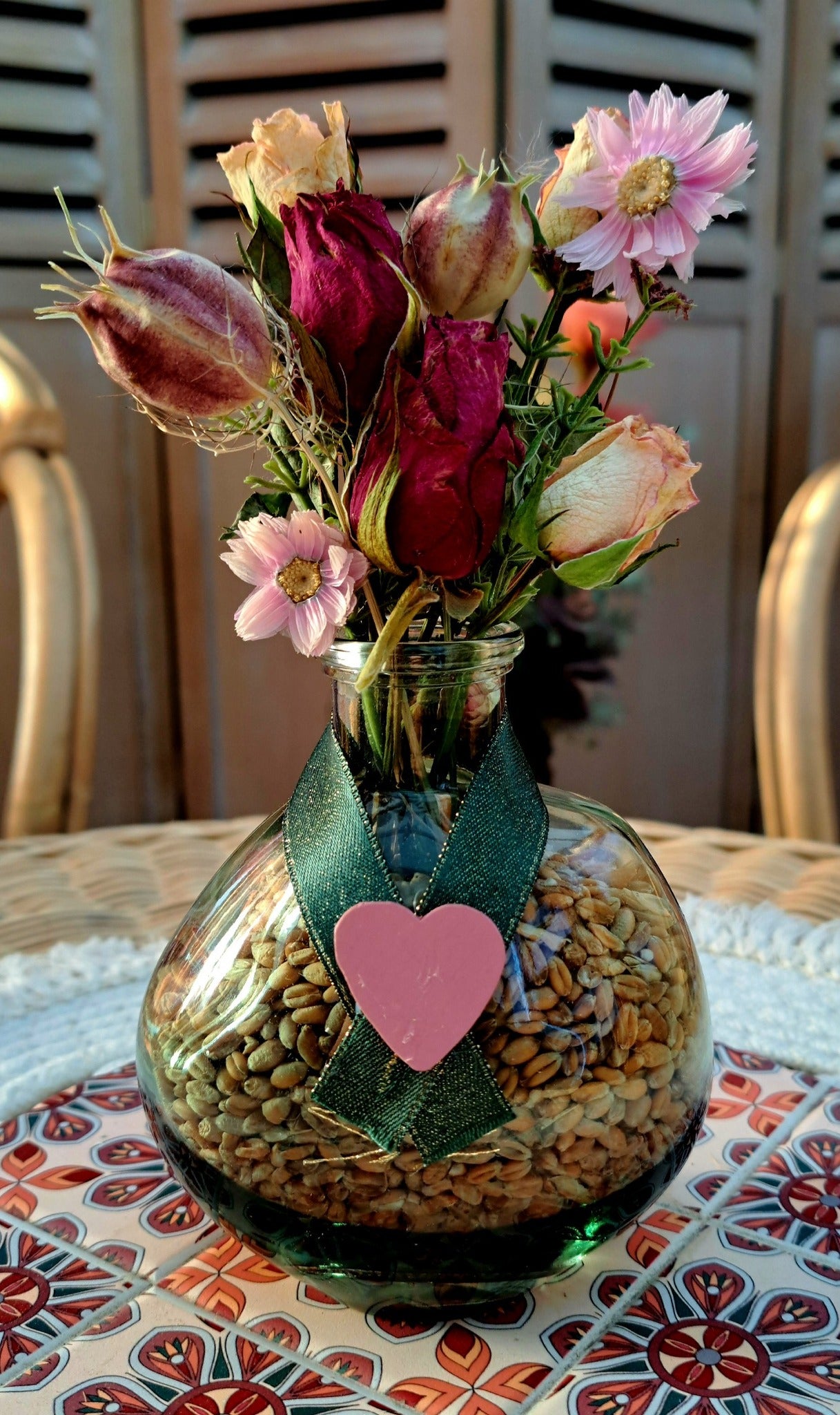 Composition florale thème rose naturelle