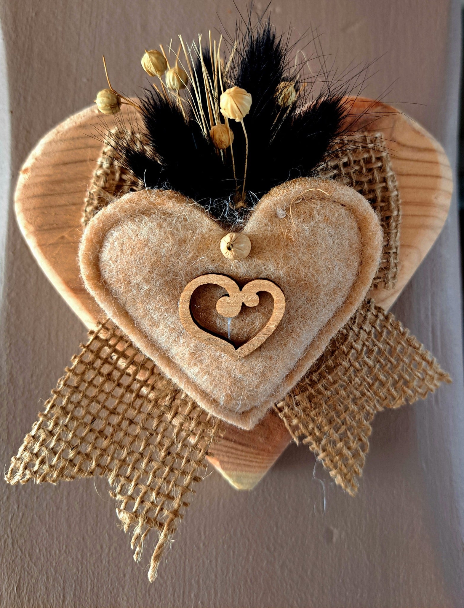 Coeur bois Noeud jute
